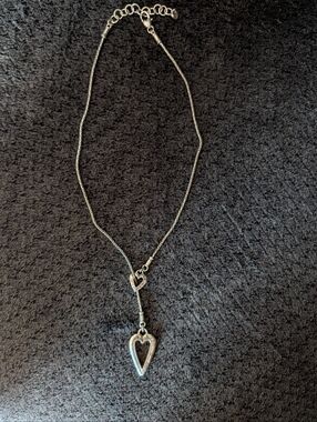 Brighton Silver Heart Lariat Necklace
